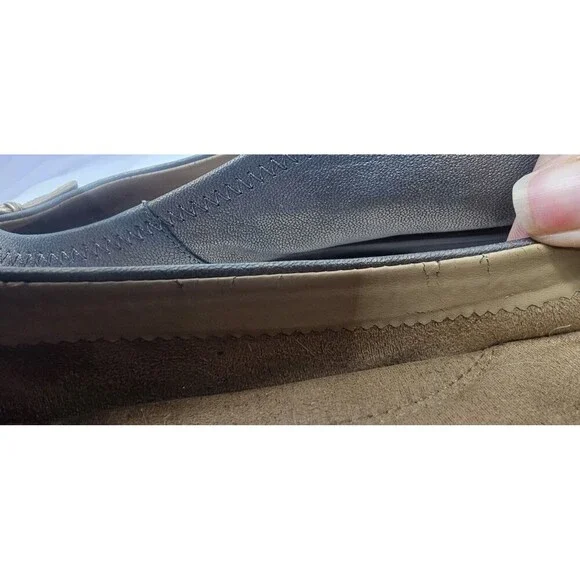 Aerosoles Beckon Metallic Blue & Gold Bow Leather Flats Women US 9.5M Cap Toe - Picture 14 of 16